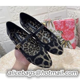 Unique Style Dolce & Gabbana Leopard-print Velvet Ballet Flats Grey DG042801