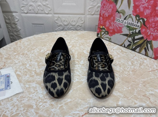 Unique Style Dolce & Gabbana Leopard-print Velvet Ballet Flats Grey DG042801