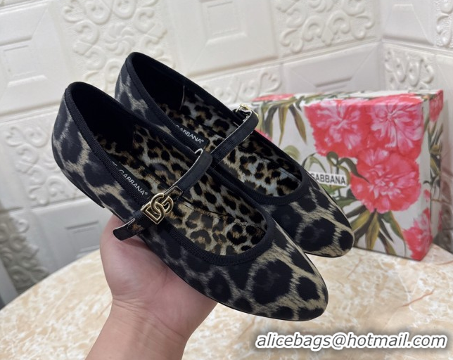 Unique Style Dolce & Gabbana Leopard-print Velvet Ballet Flats Grey DG042801