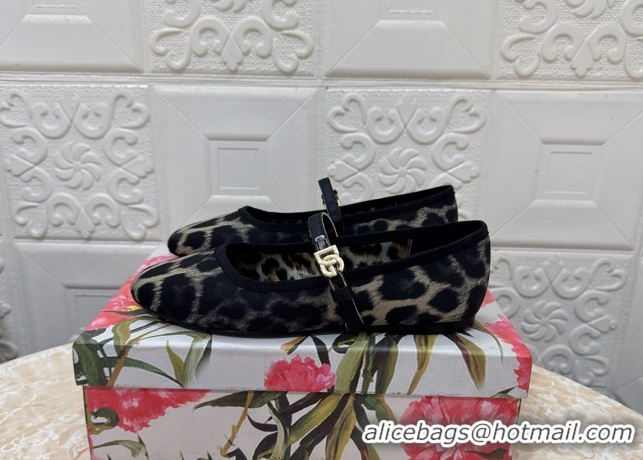 Unique Style Dolce & Gabbana Leopard-print Velvet Ballet Flats Grey DG042801