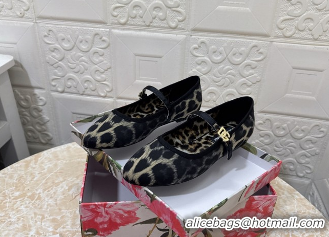 Unique Style Dolce & Gabbana Leopard-print Velvet Ballet Flats Grey DG042801