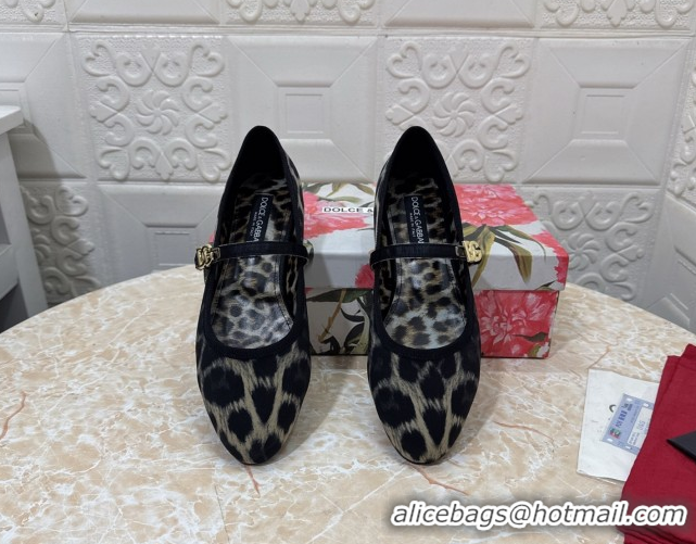 Unique Style Dolce & Gabbana Leopard-print Velvet Ballet Flats Grey DG042801