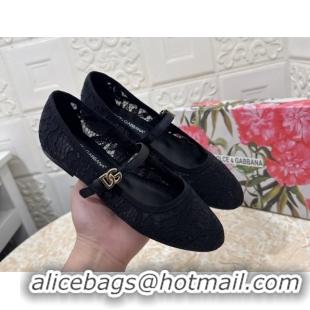 Stylish Dolce & Gabbana Lace Ballet Flats Black DG042801