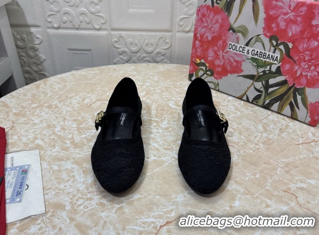 Stylish Dolce & Gabbana Lace Ballet Flats Black DG042801