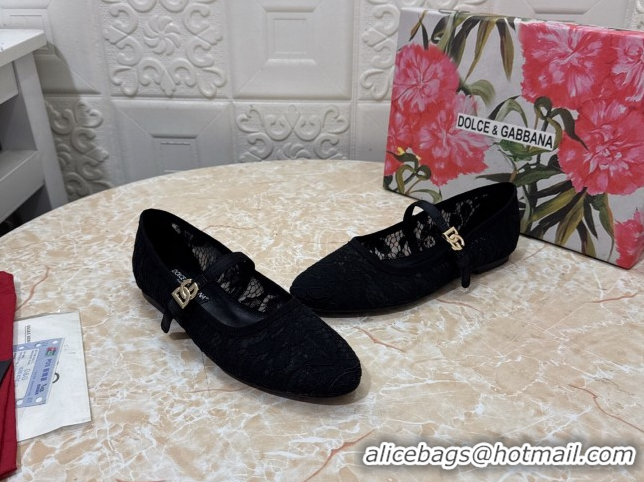 Stylish Dolce & Gabbana Lace Ballet Flats Black DG042801