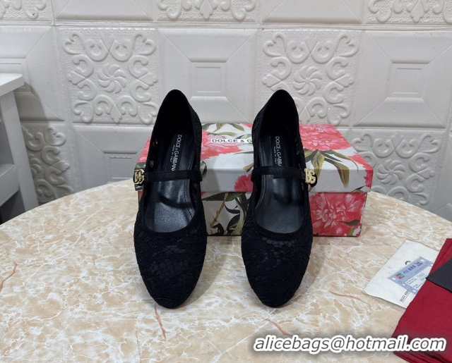 Stylish Dolce & Gabbana Lace Ballet Flats Black DG042801