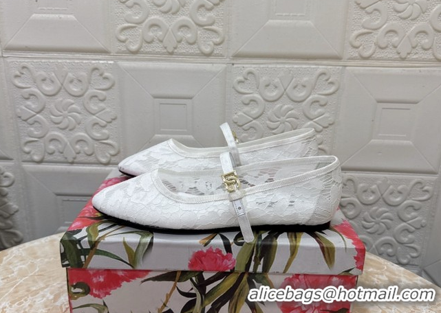 Purchase Dolce & Gabbana Lace Ballet Flats White DG042801