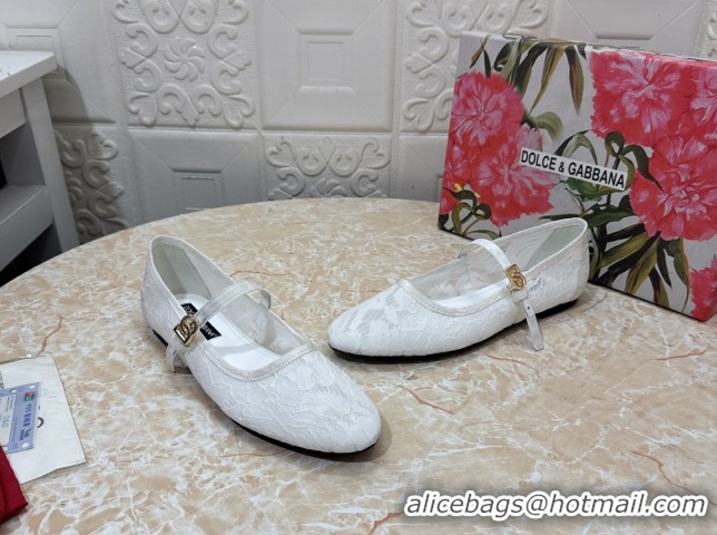 Purchase Dolce & Gabbana Lace Ballet Flats White DG042801
