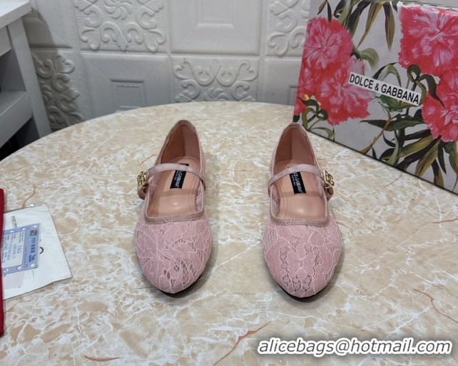 Grade Quality Dolce & Gabbana Lace Ballet Flats Light Pink DG042801