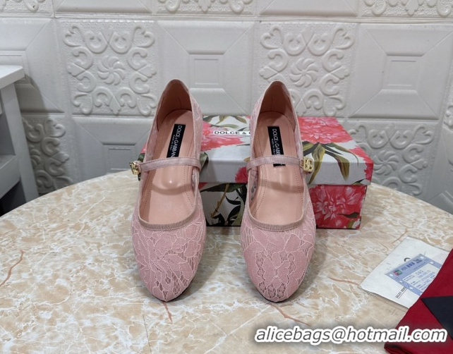 Grade Quality Dolce & Gabbana Lace Ballet Flats Light Pink DG042801