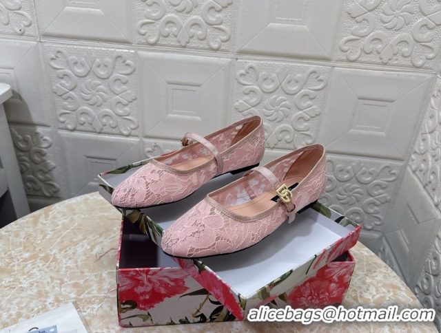 Grade Quality Dolce & Gabbana Lace Ballet Flats Light Pink DG042801