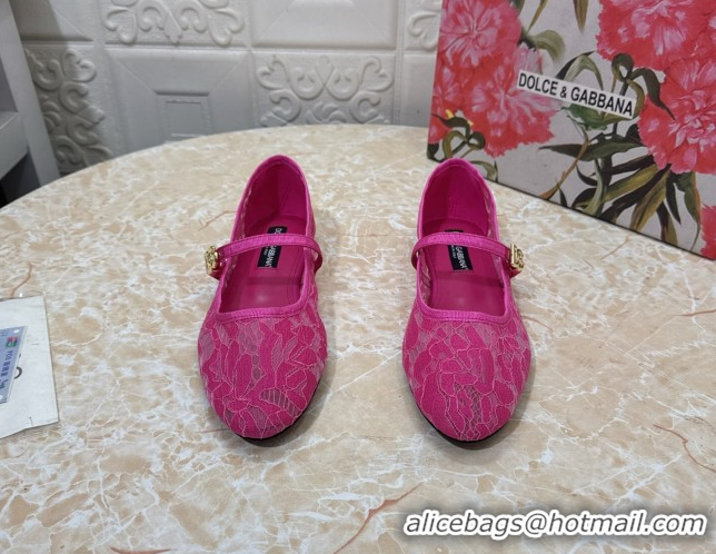 Good Looking Dolce & Gabbana Lace Ballet Flats Dark Pink DG042801