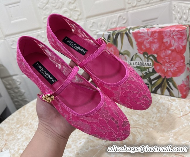 Good Looking Dolce & Gabbana Lace Ballet Flats Dark Pink DG042801