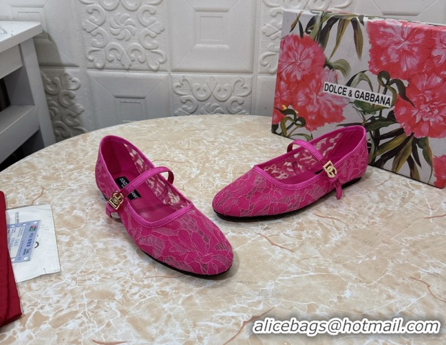 Good Looking Dolce & Gabbana Lace Ballet Flats Dark Pink DG042801