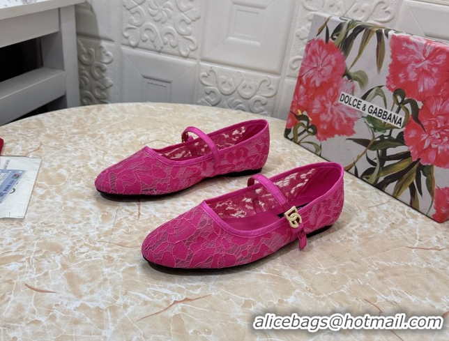 Good Looking Dolce & Gabbana Lace Ballet Flats Dark Pink DG042801