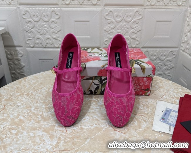 Good Looking Dolce & Gabbana Lace Ballet Flats Dark Pink DG042801