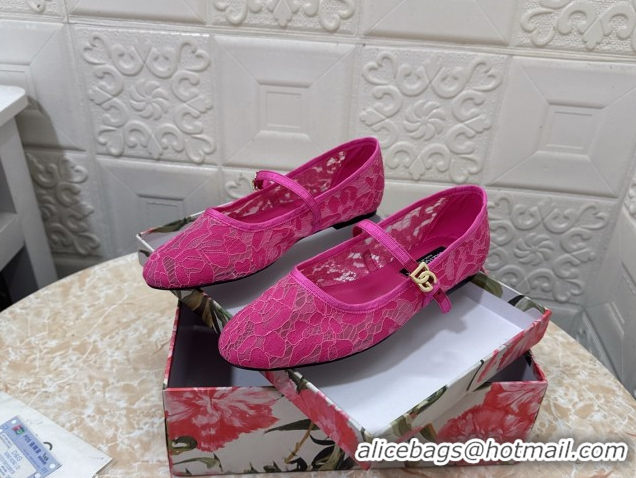 Good Looking Dolce & Gabbana Lace Ballet Flats Dark Pink DG042801
