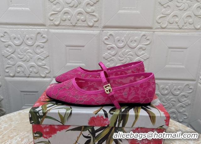 Good Looking Dolce & Gabbana Lace Ballet Flats Dark Pink DG042801