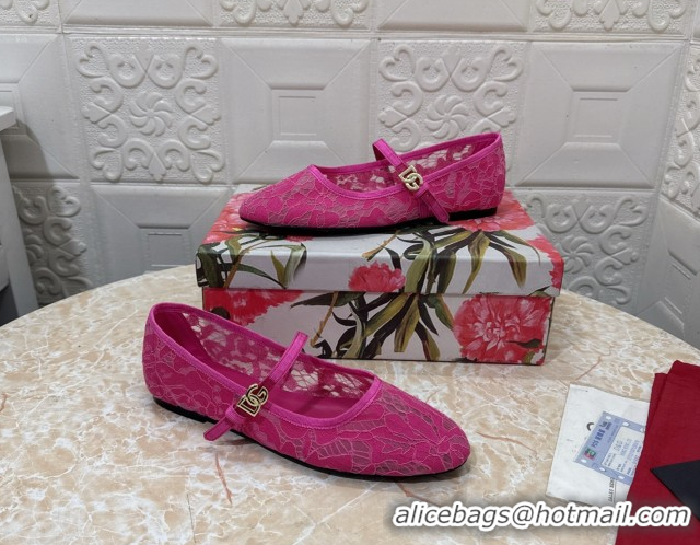 Good Looking Dolce & Gabbana Lace Ballet Flats Dark Pink DG042801
