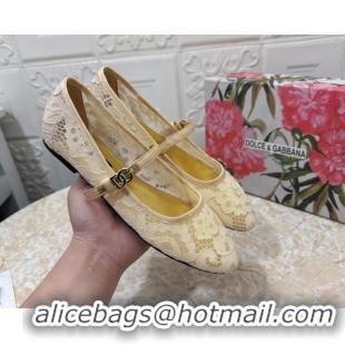 Best Product Dolce & Gabbana Lace Ballet Flats Yellow DG042801