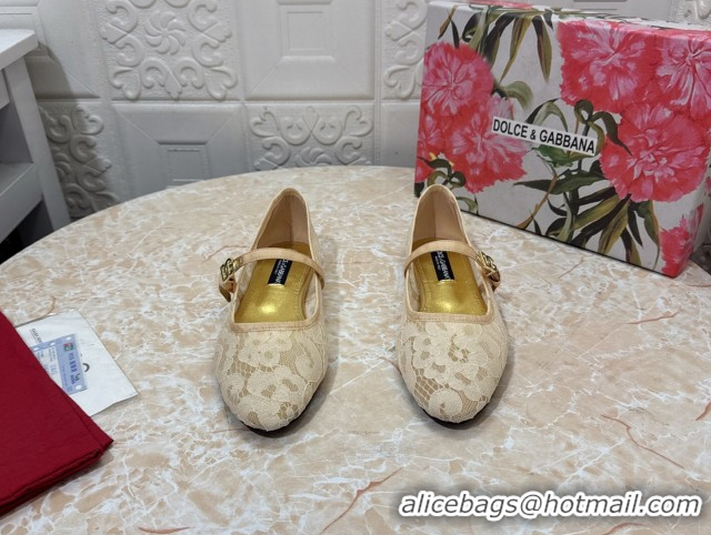 Best Product Dolce & Gabbana Lace Ballet Flats Yellow DG042801
