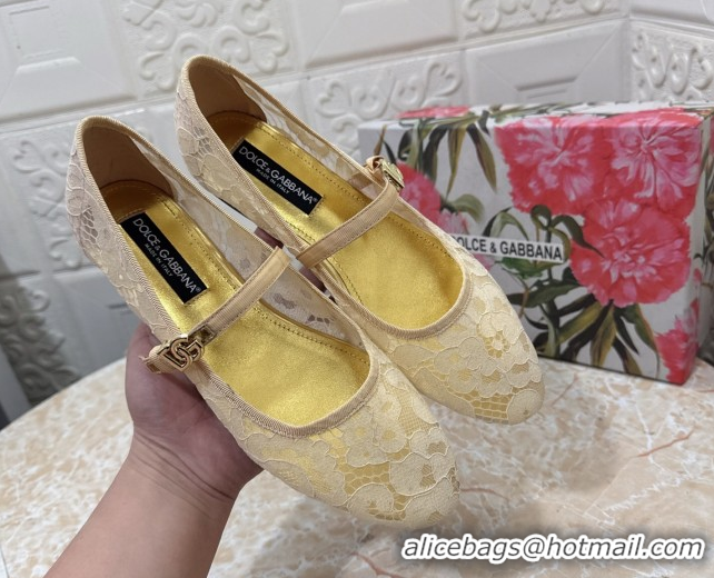 Best Product Dolce & Gabbana Lace Ballet Flats Yellow DG042801