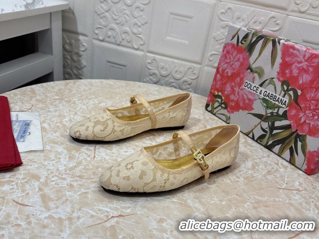 Best Product Dolce & Gabbana Lace Ballet Flats Yellow DG042801