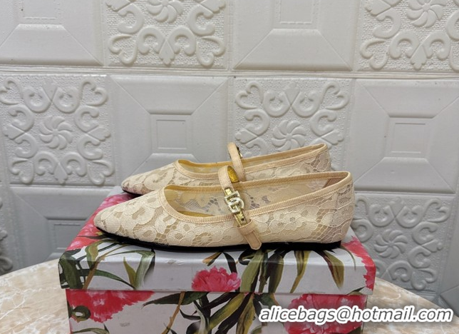 Best Product Dolce & Gabbana Lace Ballet Flats Yellow DG042801