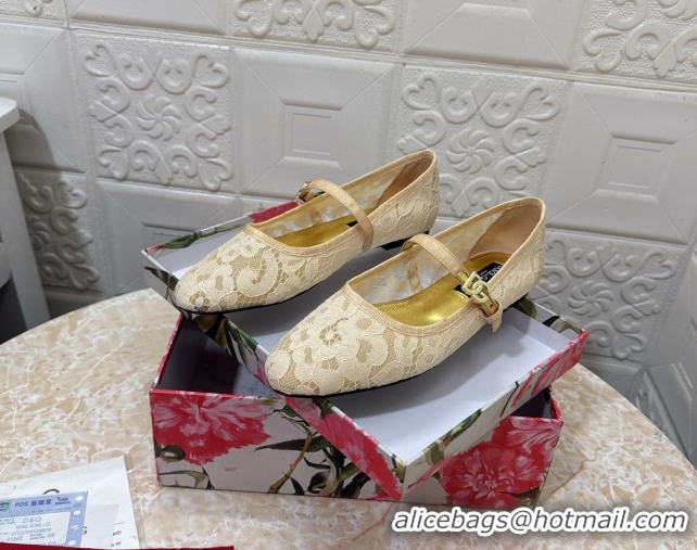 Best Product Dolce & Gabbana Lace Ballet Flats Yellow DG042801