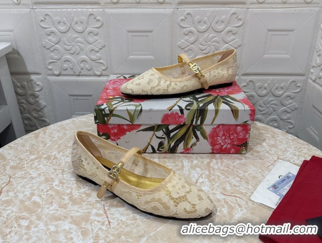 Best Product Dolce & Gabbana Lace Ballet Flats Yellow DG042801