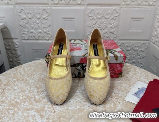 Best Product Dolce & Gabbana Lace Ballet Flats Yellow DG042801