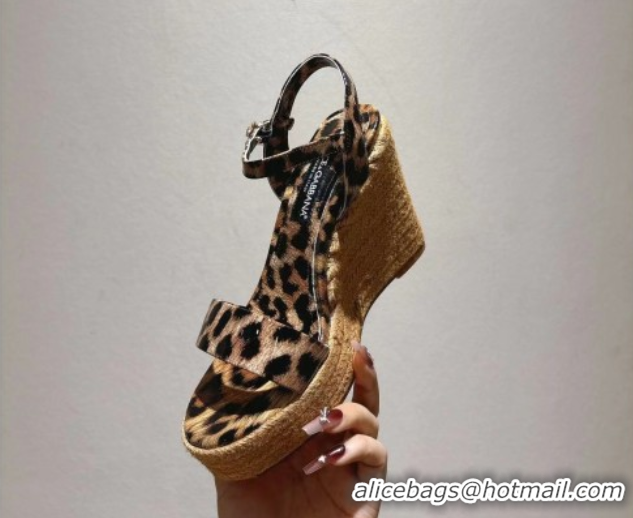 Sumptuous Dolce & Gabbana Printed Wedge Sandals 10cm Brown 0604134