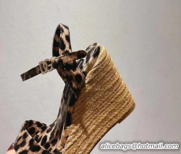 Sumptuous Dolce & Gabbana Printed Wedge Sandals 10cm Brown 0604134
