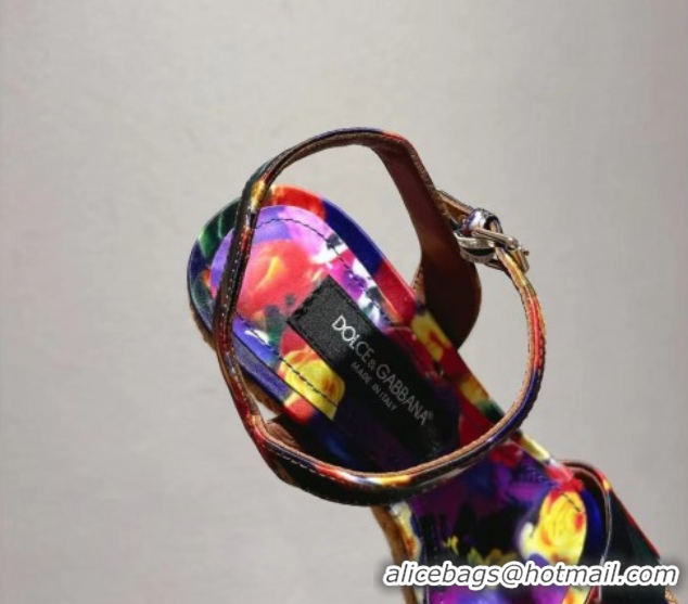 Perfect Dolce & Gabbana Printed Wedge Sandals 10cm Purple 0604135