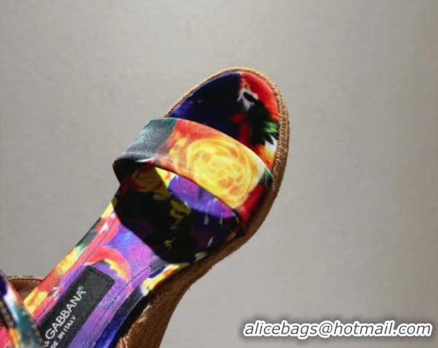 Perfect Dolce & Gabbana Printed Wedge Sandals 10cm Purple 0604135