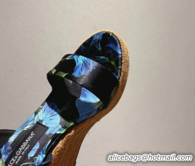 Low Price Dolce & Gabbana Printed Wedge Sandals 10cm Blue 0604136
