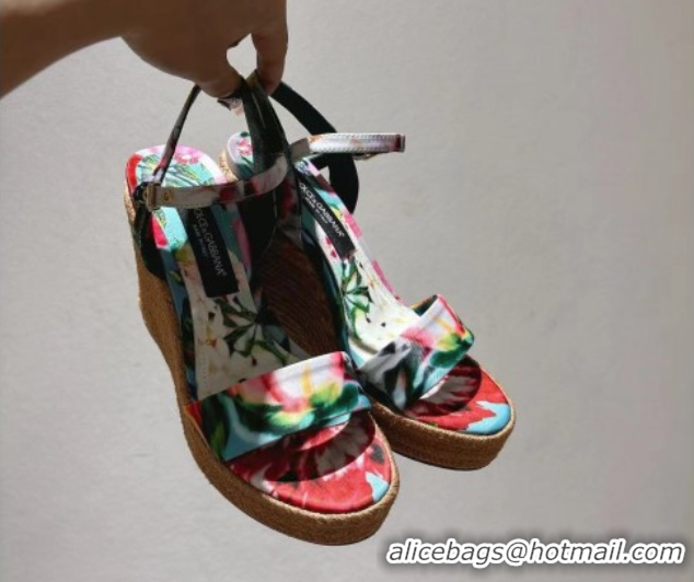 Pretty Style Dolce & Gabbana Printed Wedge Sandals 10cm Multicolor 0604137