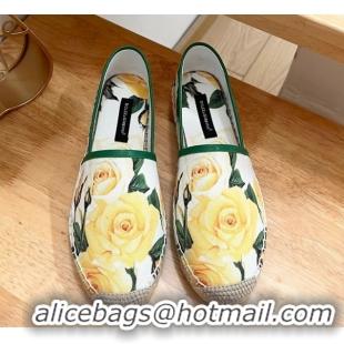 Most Popular Dolce & Gabbana Flower-print Canvas Espadrilles Flat Yellow 0604142