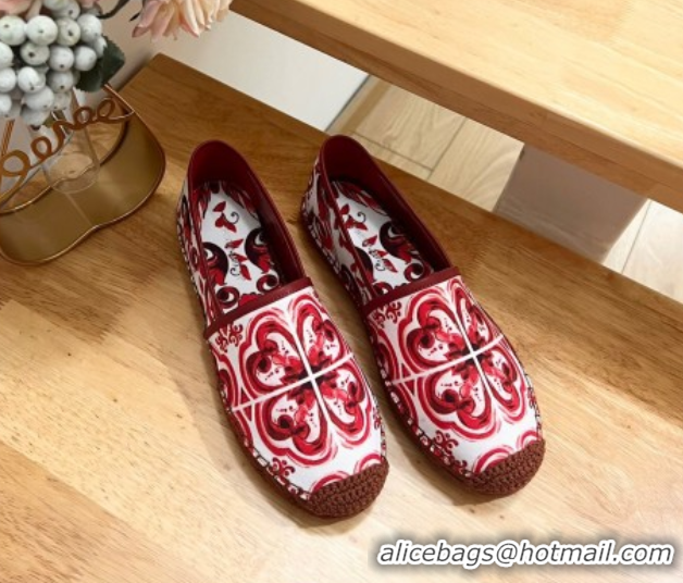 Durable Dolce & Gabbana Majolica-print Canvas Espadrilles Flat Red 0604144