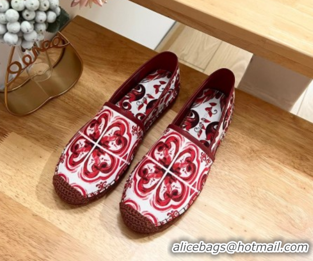 Durable Dolce & Gabbana Majolica-print Canvas Espadrilles Flat Red 0604144