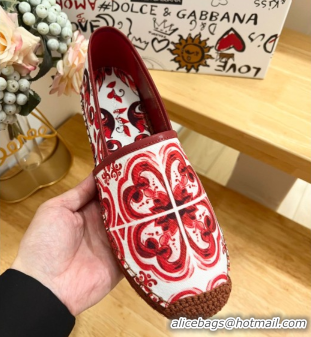 Durable Dolce & Gabbana Majolica-print Canvas Espadrilles Flat Red 0604144