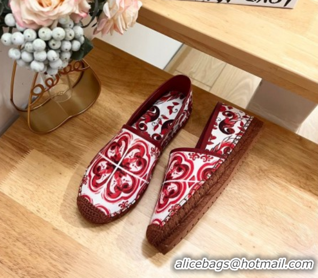 Durable Dolce & Gabbana Majolica-print Canvas Espadrilles Flat Red 0604144