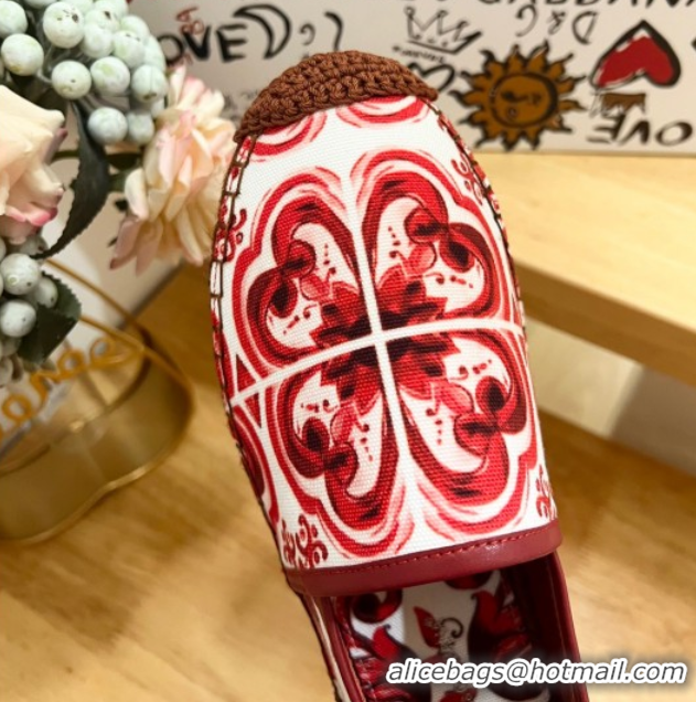 Durable Dolce & Gabbana Majolica-print Canvas Espadrilles Flat Red 0604144