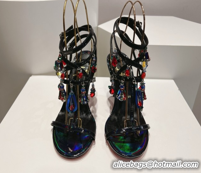 Popular Style Christian Louboutin Patent Leather Sandals 100MM Heel CL031718 Black