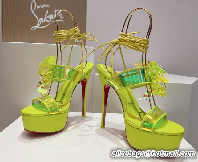 Charming Christian Louboutin High Heel Sandals 140MM CL031719 Fluorescent Green