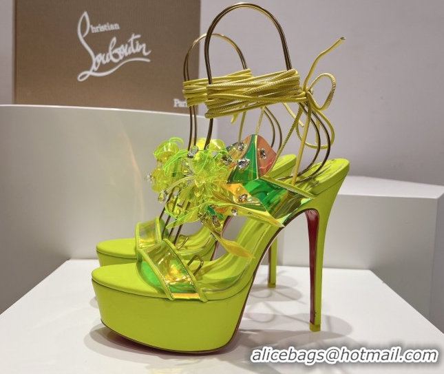 Charming Christian Louboutin High Heel Sandals 140MM CL031719 Fluorescent Green