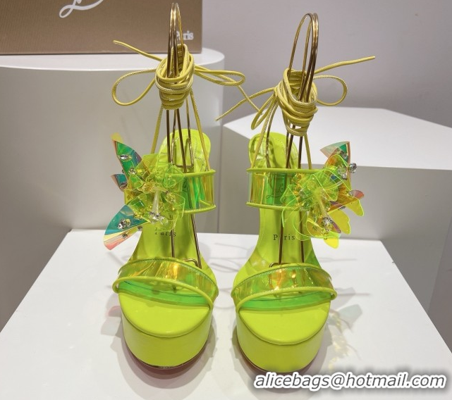 Charming Christian Louboutin High Heel Sandals 140MM CL031719 Fluorescent Green