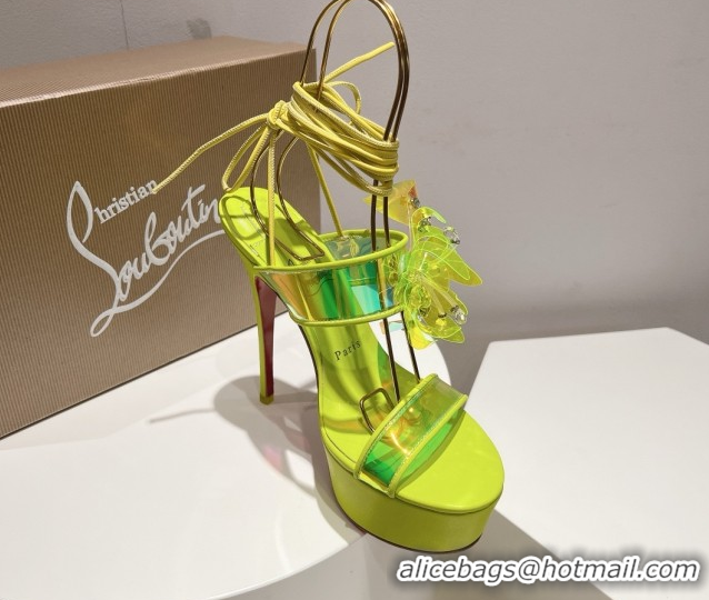 Charming Christian Louboutin High Heel Sandals 140MM CL031719 Fluorescent Green