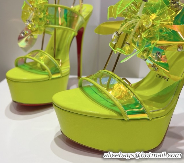 Charming Christian Louboutin High Heel Sandals 140MM CL031719 Fluorescent Green