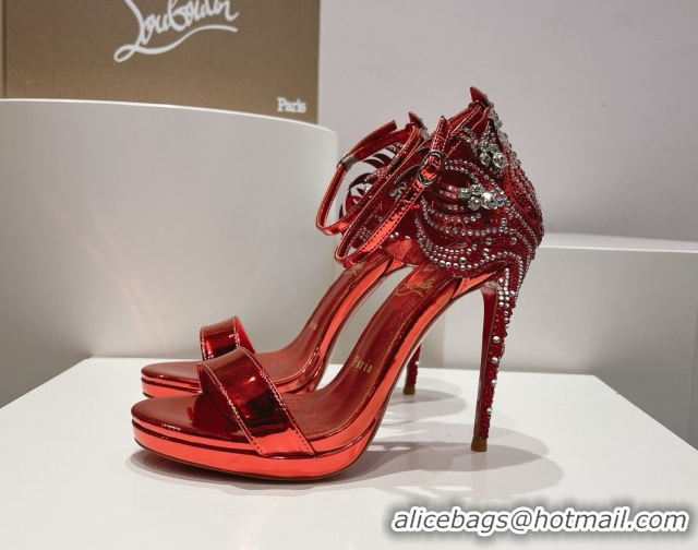 Good Product Christian Louboutin Metallic Leather High Heel Sandals 115MM CL031721 Red